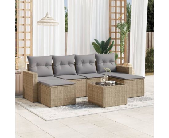 vidaXL 7-częściowy zestaw wypoczynkowy do ogrodu, z poduszkami, beżowy Dārza mēbeļu komplekti