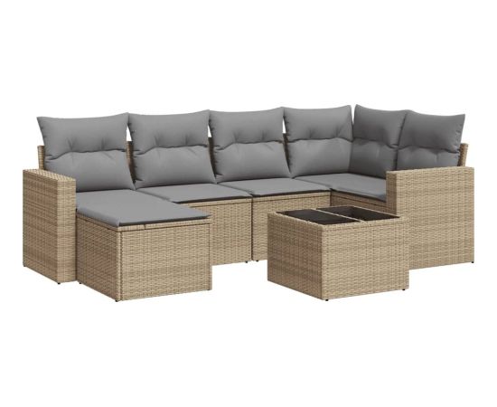 vidaXL 7-częściowy zestaw wypoczynkowy do ogrodu, z poduszkami, beżowy Dārza mēbeļu komplekti