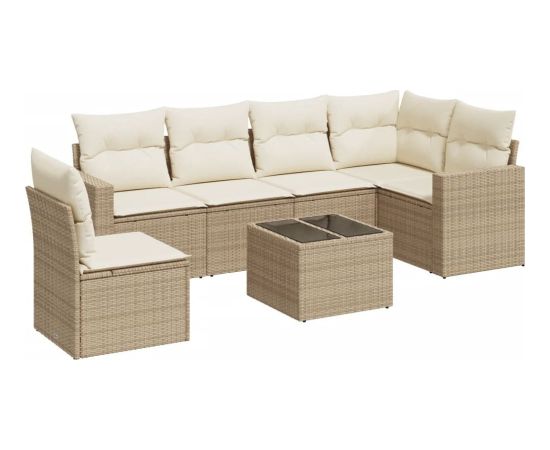 vidaXL 7-częściowy zestaw wypoczynkowy do ogrodu, z poduszkami, beżowy Dārza mēbeļu komplekti