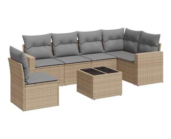 vidaXL 7-częściowy zestaw wypoczynkowy do ogrodu, z poduszkami, beżowy Dārza mēbeļu komplekti