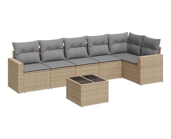 vidaXL 7-częściowy zestaw wypoczynkowy do ogrodu, z poduszkami, beżowy Dārza mēbeļu komplekti