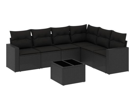 vidaXL 7-częściowy zestaw wypoczynkowy do ogrodu, z poduszkami, czarny Dārza mēbeļu komplekti