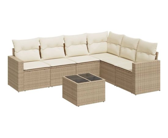 vidaXL 7-częściowy zestaw wypoczynkowy do ogrodu, z poduszkami, beżowy Dārza mēbeļu komplekti