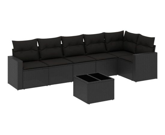 vidaXL 7-częściowy zestaw wypoczynkowy do ogrodu, z poduszkami, czarny Dārza mēbeļu komplekti