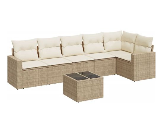 vidaXL 7-częściowy zestaw wypoczynkowy do ogrodu, z poduszkami, beżowy Dārza mēbeļu komplekti