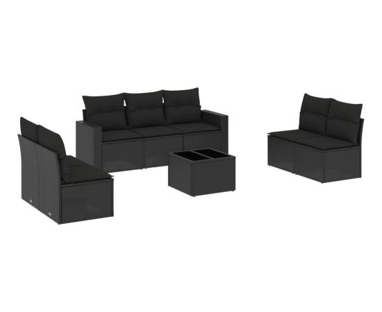 vidaXL 8-częściowy zestaw wypoczynkowy do ogrodu, z poduszkami, czarny Dārza mēbeļu komplekti