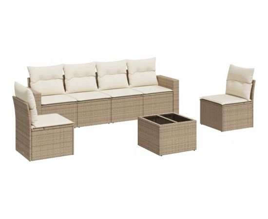 vidaXL 7-częściowy zestaw wypoczynkowy do ogrodu, z poduszkami, beżowy Dārza mēbeļu komplekti