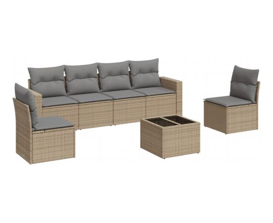 vidaXL 7-częściowy zestaw wypoczynkowy do ogrodu, z poduszkami, beżowy Dārza mēbeļu komplekti