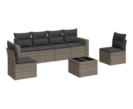 vidaXL 7-częściowy zestaw wypoczynkowy do ogrodu, z poduszkami, szary Dārza mēbeļu komplekti