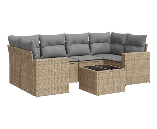 vidaXL 7-częściowy zestaw wypoczynkowy do ogrodu, z poduszkami, beżowy Dārza mēbeļu komplekti