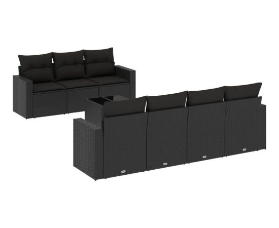 vidaXL 8-częściowy zestaw wypoczynkowy do ogrodu, z poduszkami, czarny Dārza mēbeļu komplekti