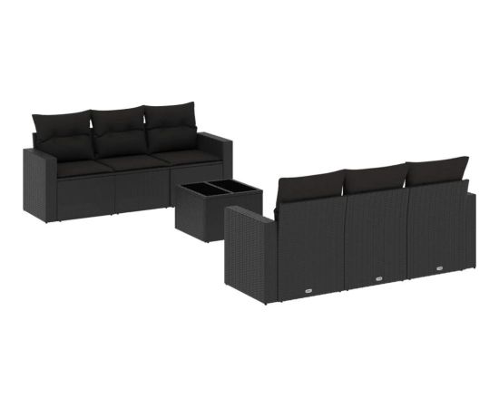 vidaXL 7-częściowy zestaw wypoczynkowy do ogrodu, z poduszkami, czarny Dārza mēbeļu komplekti
