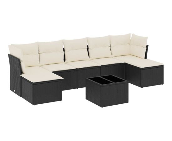 vidaXL 8-częściowy zestaw wypoczynkowy do ogrodu, z poduszkami, czarny Dārza mēbeļu komplekti