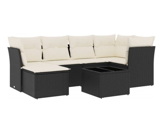 vidaXL 7-częściowy zestaw wypoczynkowy do ogrodu, z poduszkami, czarny Dārza mēbeļu komplekti