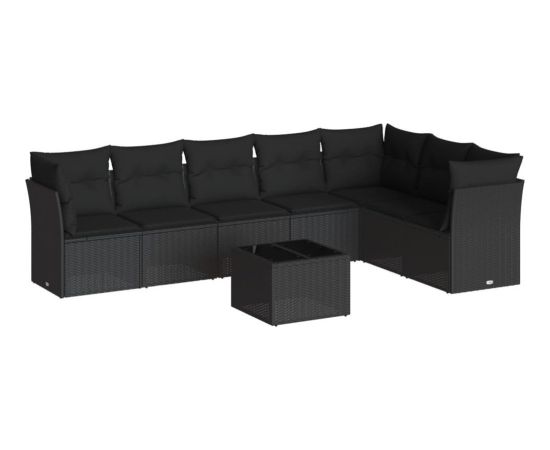 vidaXL 8-częściowy zestaw wypoczynkowy do ogrodu, z poduszkami, czarny Dārza mēbeļu komplekti