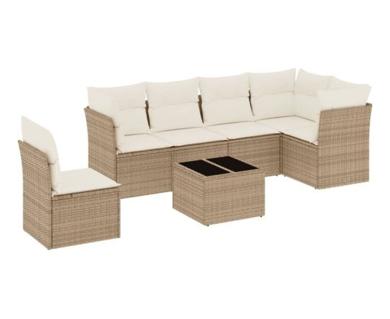 vidaXL 7-częściowy zestaw wypoczynkowy do ogrodu, z poduszkami, beżowy Dārza mēbeļu komplekti