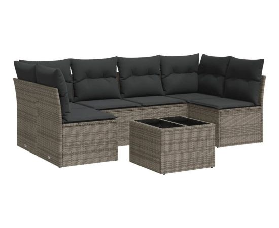 vidaXL 7-częściowy zestaw wypoczynkowy do ogrodu, z poduszkami, szary Dārza mēbeļu komplekti