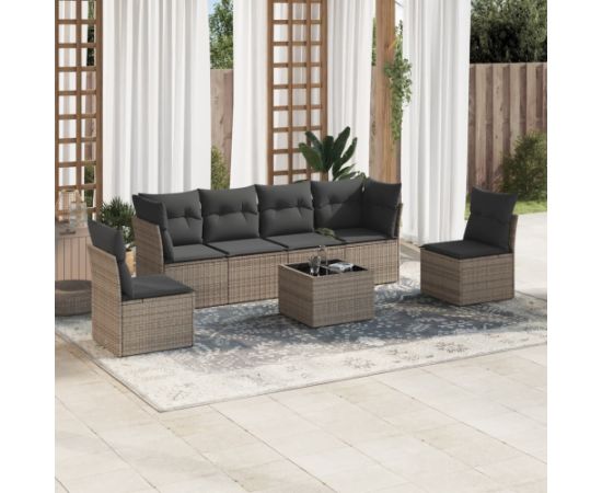 vidaXL 7-częściowy zestaw wypoczynkowy do ogrodu, z poduszkami, szary Dārza mēbeļu komplekti