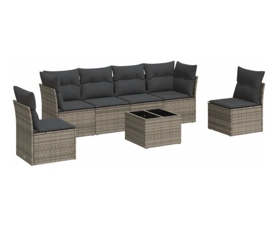 vidaXL 7-częściowy zestaw wypoczynkowy do ogrodu, z poduszkami, szary Dārza mēbeļu komplekti