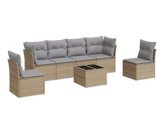 vidaXL 7-częściowy zestaw wypoczynkowy do ogrodu, z poduszkami, beżowy Dārza mēbeļu komplekti