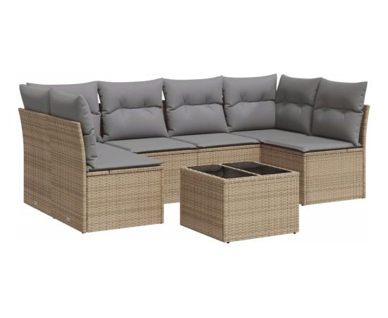 vidaXL 7-częściowy zestaw wypoczynkowy do ogrodu, z poduszkami, beżowy Dārza mēbeļu komplekti