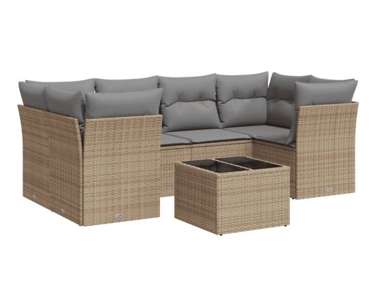 vidaXL 7-częściowy zestaw wypoczynkowy do ogrodu, z poduszkami, beżowy Dārza mēbeļu komplekti