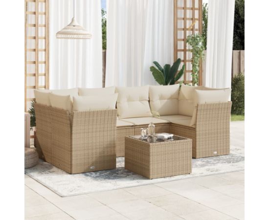 vidaXL 7-częściowy zestaw wypoczynkowy do ogrodu, z poduszkami, beżowy Dārza mēbeļu komplekti