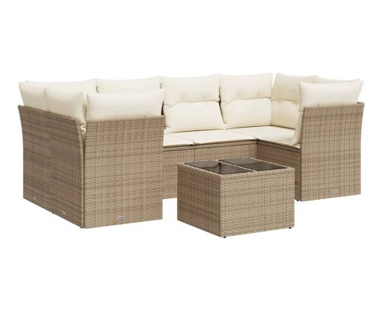 vidaXL 7-częściowy zestaw wypoczynkowy do ogrodu, z poduszkami, beżowy Dārza mēbeļu komplekti