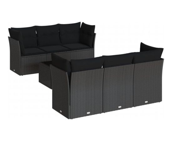 vidaXL 7-częściowy zestaw wypoczynkowy do ogrodu, z poduszkami, czarny Dārza mēbeļu komplekti