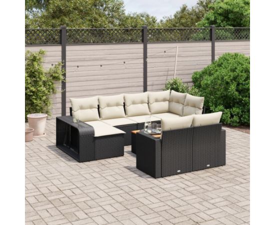 vidaXL 11-częściowy zestaw wypoczynkowy do ogrodu, poduszki czarny rattan PE Dārza mēbeļu komplekti