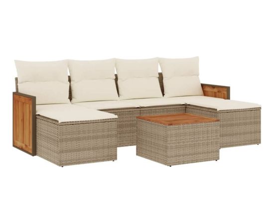 vidaXL 7-częsciowy zestaw wypoczynkowy do ogrodu, z poduszkami, beżowy Dārza mēbeļu komplekti