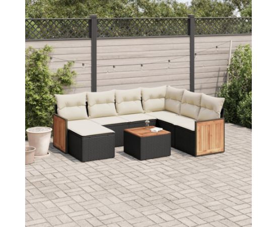 vidaXL 8-częsciowy zestaw wypoczynkowy do ogrodu, z poduszkami, czarny Dārza mēbeļu komplekti