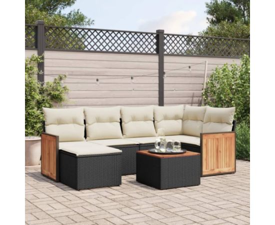 vidaXL 7-częsciowy zestaw wypoczynkowy do ogrodu, z poduszkami, czarny Dārza mēbeļu komplekti