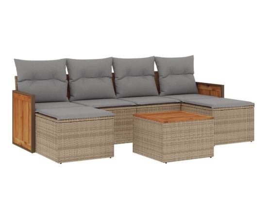 vidaXL 7-częsciowy zestaw wypoczynkowy do ogrodu, z poduszkami, beżowy Dārza mēbeļu komplekti