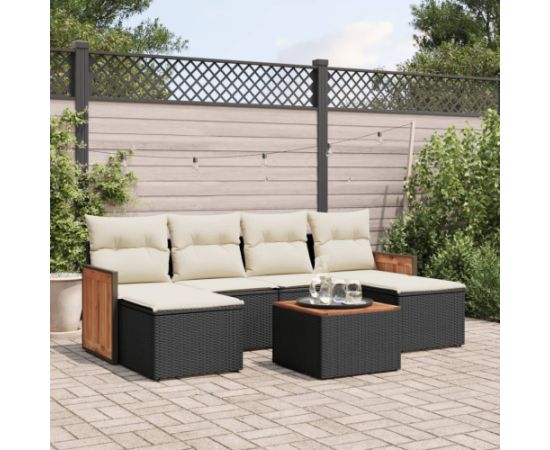 vidaXL 7-częsciowy zestaw wypoczynkowy do ogrodu, z poduszkami, czarny Dārza mēbeļu komplekti