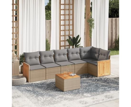 vidaXL 7-częsciowy zestaw wypoczynkowy do ogrodu, z poduszkami, beżowy Dārza mēbeļu komplekti