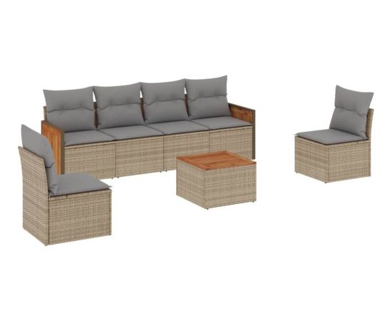 vidaXL 7-częściowy zestaw wypoczynkowy do ogrodu, z poduszkami, beżowy Dārza mēbeļu komplekti