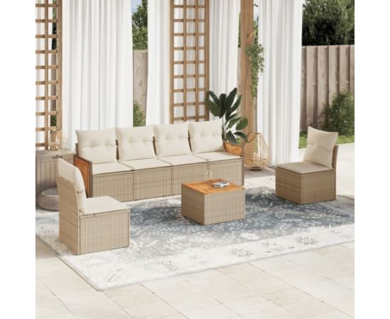 vidaXL 7-częściowy zestaw wypoczynkowy do ogrodu, z poduszkami, beżowy Dārza mēbeļu komplekti