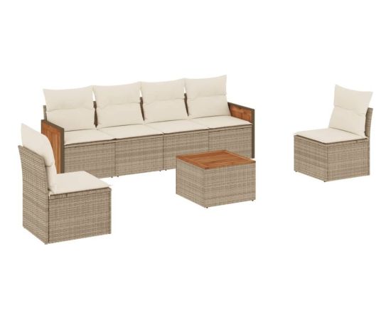 vidaXL 7-częściowy zestaw wypoczynkowy do ogrodu, z poduszkami, beżowy Dārza mēbeļu komplekti