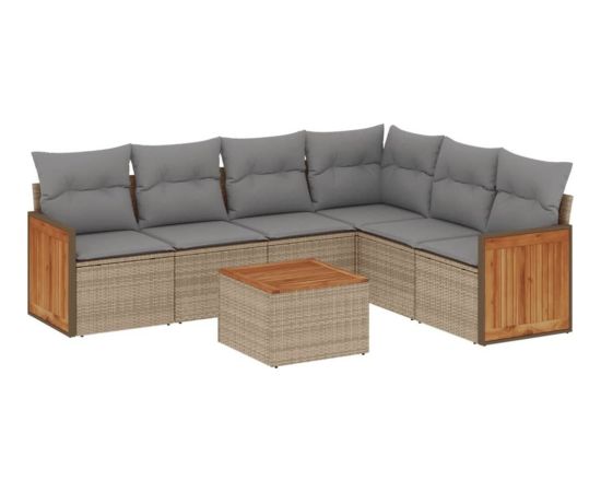 vidaXL 7-częściowy zestaw wypoczynkowy do ogrodu, z poduszkami, beżowy Dārza mēbeļu komplekti