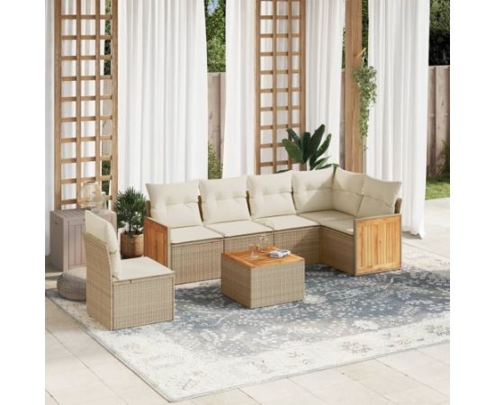 vidaXL 7-częściowy zestaw wypoczynkowy do ogrodu, z poduszkami, beżowy Dārza mēbeļu komplekti