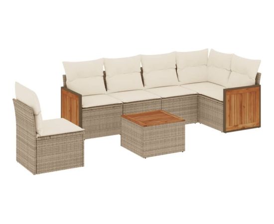 vidaXL 7-częściowy zestaw wypoczynkowy do ogrodu, z poduszkami, beżowy Dārza mēbeļu komplekti