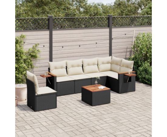 vidaXL 7-częściowy zestaw wypoczynkowy do ogrodu, z poduszkami, czarny Dārza mēbeļu komplekti