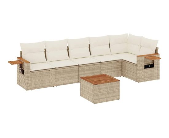 vidaXL 7-częściowy zestaw wypoczynkowy do ogrodu, z poduszkami, beżowy Dārza mēbeļu komplekti