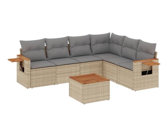 vidaXL 7-częściowy zestaw wypoczynkowy do ogrodu, z poduszkami, beżowy Dārza mēbeļu komplekti