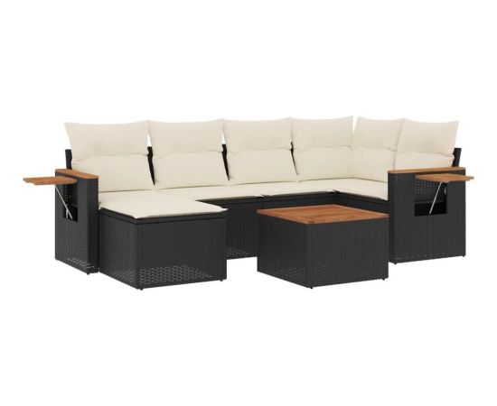 vidaXL 7-częściowy zestaw wypoczynkowy do ogrodu, z poduszkami, czarny Dārza mēbeļu komplekti