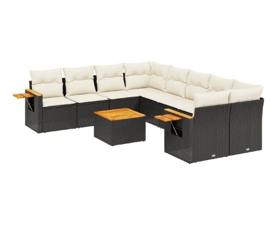 vidaXL 9-częściowy zestaw wypoczynkowy do ogrodu, z poduszkami, czarny Dārza mēbeļu komplekti