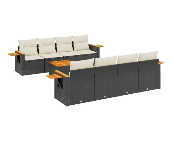 vidaXL 9-częściowy zestaw wypoczynkowy do ogrodu, z poduszkami, czarny Dārza mēbeļu komplekti