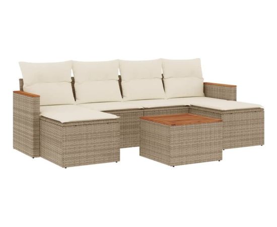 vidaXL 7-częsciowy zestaw wypoczynkowy do ogrodu, z poduszkami, beżowy Dārza mēbeļu komplekti