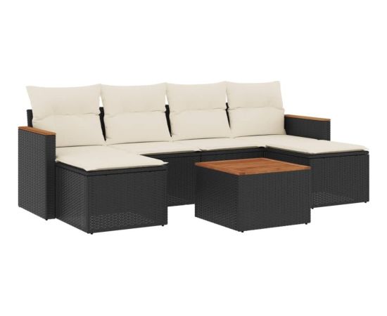 vidaXL 7-częsciowy zestaw wypoczynkowy do ogrodu, z poduszkami, czarny Dārza mēbeļu komplekti